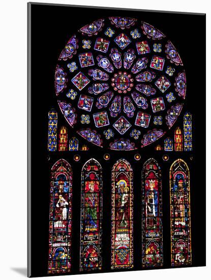 Rose Window, Stained Glass Windows in North Transept, Chartres Cathedral, UNESCO World Heritage Sit-Nick Servian-Mounted Photographic Print