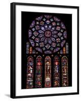 Rose Window, Stained Glass Windows in North Transept, Chartres Cathedral, UNESCO World Heritage Sit-Nick Servian-Framed Photographic Print