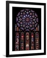 Rose Window, Stained Glass Windows in North Transept, Chartres Cathedral, UNESCO World Heritage Sit-Nick Servian-Framed Photographic Print