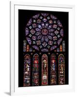 Rose Window, Stained Glass Windows in North Transept, Chartres Cathedral, UNESCO World Heritage Sit-Nick Servian-Framed Photographic Print