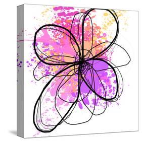 Rose Yellow Abstract Brush Splash Flower II-Irena Orlov-Stretched Canvas