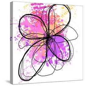 Rose Yellow Abstract Brush Splash Flower II-Irena Orlov-Stretched Canvas