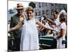 ROSEMARY'S BABY, 1968 directed by ROMAN POLANSKI On the set, Mia Farrow between Sidney Blackmer and-null-Mounted Photo