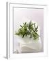 Rosemary with Flowers on White Cloth-null-Framed Photographic Print