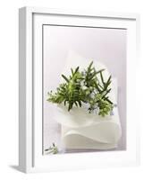 Rosemary with Flowers on White Cloth-null-Framed Photographic Print