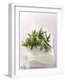 Rosemary with Flowers on White Cloth-null-Framed Photographic Print