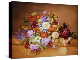 Rosen und andere Blumen auf einem Sims-Alexandre Couronne-Stretched Canvas