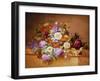 Rosen und andere Blumen auf einem Sims-Alexandre Couronne-Framed Giclee Print