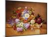 Rosen und andere Blumen auf einem Sims-Alexandre Couronne-Mounted Giclee Print