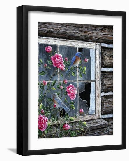 Roses and Bluebirds-Jeff Tift-Framed Giclee Print