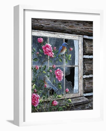 Roses and Bluebirds-Jeff Tift-Framed Giclee Print