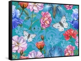 Roses and Butterflies-Maria Rytova-Framed Stretched Canvas