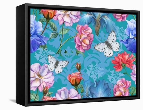 Roses and Butterflies-Maria Rytova-Framed Stretched Canvas