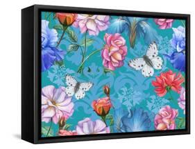 Roses and Butterflies-Maria Rytova-Framed Stretched Canvas