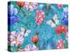 Roses and Butterflies-Maria Rytova-Stretched Canvas