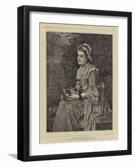 Roses and Butterflies-Charles Edward Perugini-Framed Giclee Print