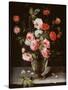 Roses and Carnations in a Glass Vase on a Stone Ledge-Ambrosius Brueghel-Stretched Canvas