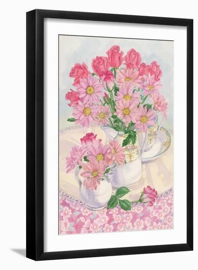 Roses and Chrysanthemums, 1996-Linda Benton-Framed Giclee Print