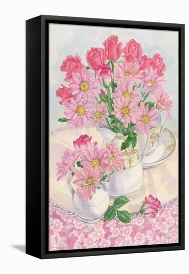 Roses and Chrysanthemums, 1996-Linda Benton-Framed Stretched Canvas