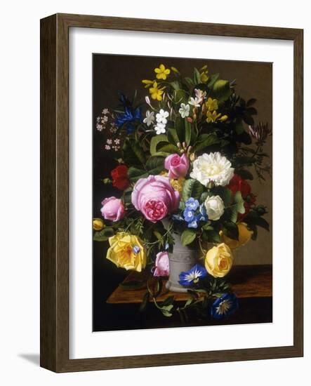 Roses and Convulvulus in a Vase-Otto Didrik Ottesen-Framed Giclee Print