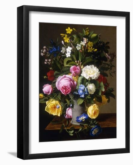 Roses and Convulvulus in a Vase-Otto Didrik Ottesen-Framed Giclee Print