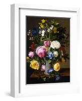 Roses and Convulvulus in a Vase-Otto Didrik Ottesen-Framed Giclee Print