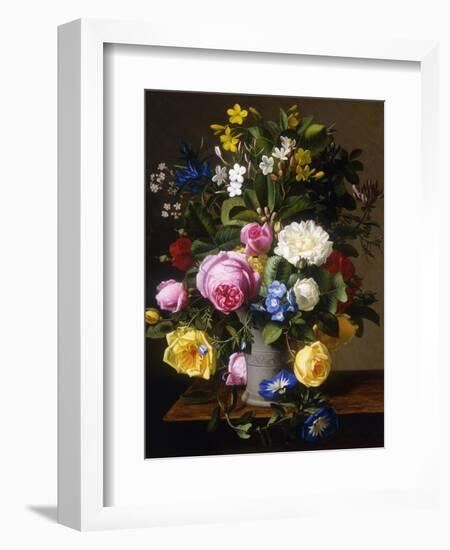 Roses and Convulvulus in a Vase-Otto Didrik Ottesen-Framed Giclee Print