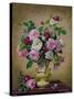 Roses and Dahlias in a Ceramic Vase-Albert Williams-Stretched Canvas