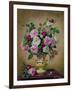 Roses and Dahlias in a Ceramic Vase-Albert Williams-Framed Giclee Print