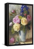 Roses and Delphinium in a Vase-Charles Slater-Framed Stretched Canvas