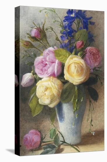 Roses and Delphinium in a Vase-Charles Slater-Stretched Canvas