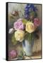 Roses and Delphinium in a Vase-Charles Slater-Framed Stretched Canvas