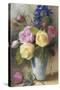 Roses and Delphinium in a Vase-Charles Slater-Stretched Canvas