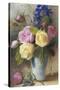 Roses and Delphinium in a Vase-Charles Slater-Stretched Canvas