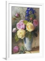 Roses and Delphinium in a Vase-Charles Slater-Framed Giclee Print