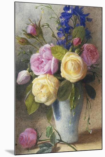 Roses and Delphinium in a Vase-Charles Slater-Mounted Giclee Print