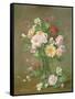 Roses and Gardenias in a glass vase-Albert Williams-Framed Stretched Canvas