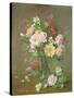 Roses and Gardenias in a glass vase-Albert Williams-Stretched Canvas