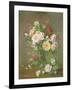 Roses and Gardenias in a glass vase-Albert Williams-Framed Giclee Print