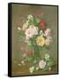 Roses and Gardenias in a glass vase-Albert Williams-Framed Stretched Canvas
