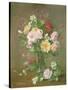 Roses and Gardenias in a glass vase-Albert Williams-Stretched Canvas