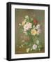 Roses and Gardenias in a glass vase-Albert Williams-Framed Giclee Print