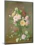 Roses and Gardenias in a glass vase-Albert Williams-Mounted Giclee Print
