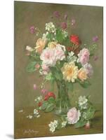 Roses and Gardenias in a glass vase-Albert Williams-Mounted Giclee Print