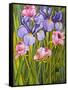 Roses and Irises in the Garden,2003-Joan Thewsey-Framed Stretched Canvas