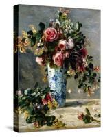 Roses and Jasmine in a Delft Vase, 1880-1881-Pierre-Auguste Renoir-Stretched Canvas