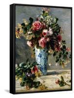 Roses and Jasmine in a Delft Vase, 1880-1881-Pierre-Auguste Renoir-Framed Stretched Canvas