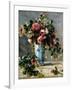 Roses and Jasmine in a Delft Vase, 1880-1881-Pierre-Auguste Renoir-Framed Premium Giclee Print