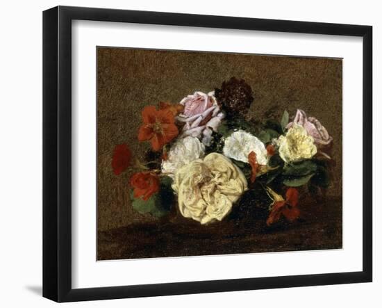 Roses and Nasturtiums in a Vase, 1883-Henri Fantin-Latour-Framed Giclee Print