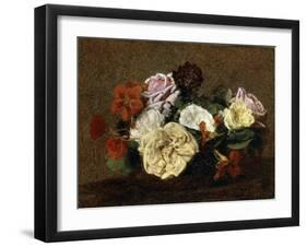 Roses and Nasturtiums in a Vase, 1883-Henri Fantin-Latour-Framed Giclee Print